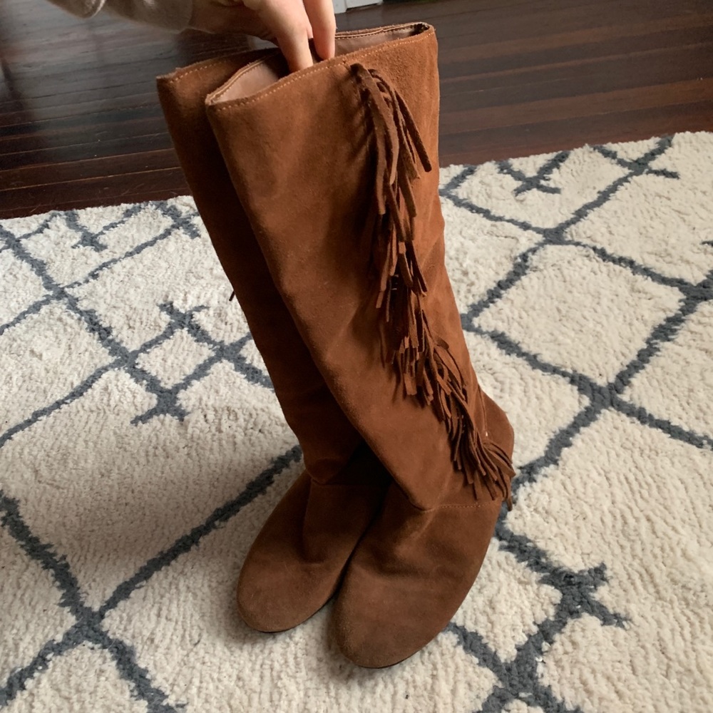Suede Fringe Boots